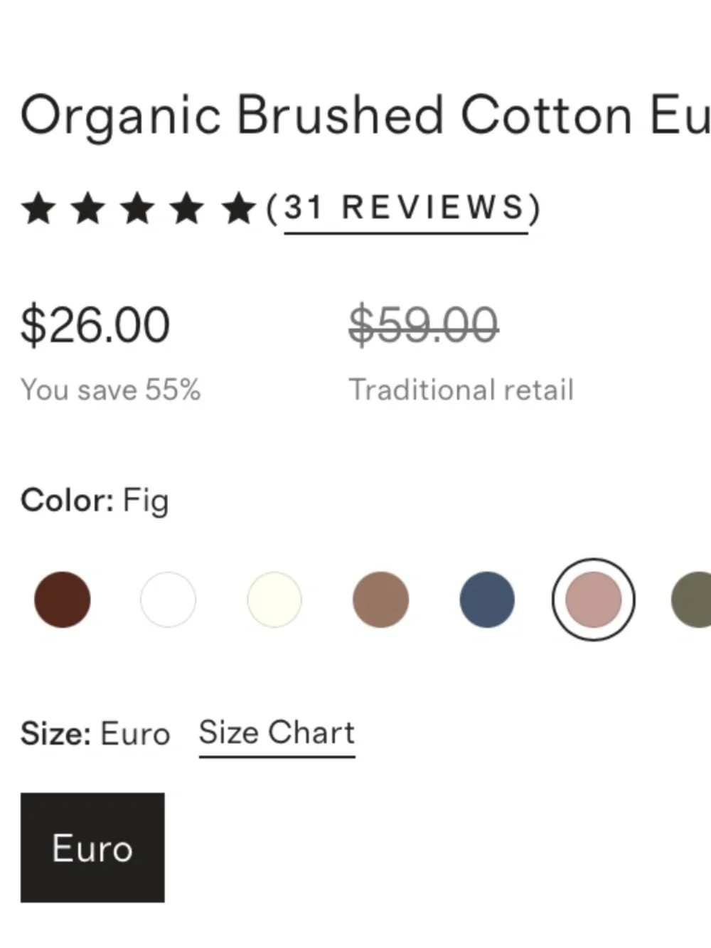 Organic Brushed Cotton Euro Sham fig mauve